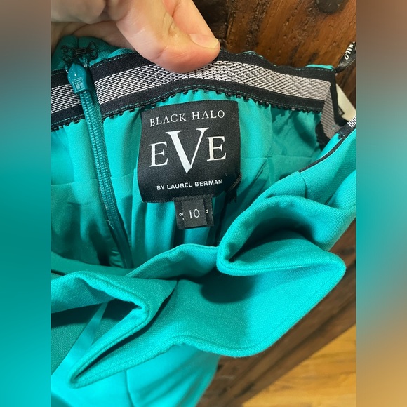 NWT Black Halo/EVE by Laurel Berman Strapless Teal Dress